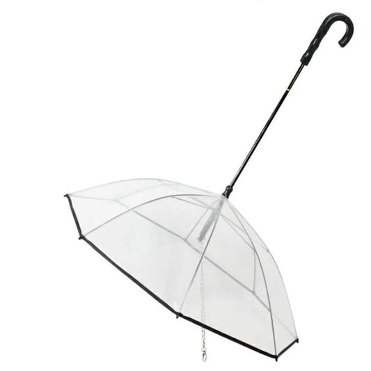 Clear Pet Dog Umbrellas C-Shape Handle Adjustable Doggy Poncho with Leash Rainproof Raincoat for Dogs for Rain/Snow Dog Walking